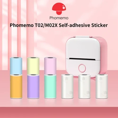 Phomemo Dính Nhiều Màu Sắc Nhiệt Miếng Dán Cuộn Giấy Sử Dụng Cho T02/M02X Máy In Di Động Mini Xanh Bạc Hà/Tím/Cam 50 Mm X 3.5 M