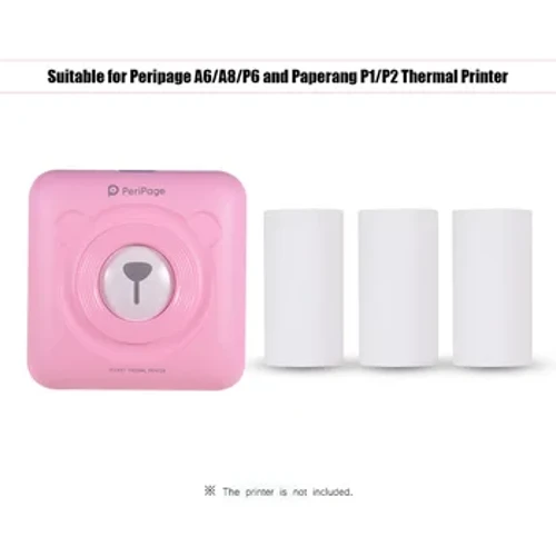 3 ruļļi Ilgnoturīgas uzlīmes uzlīmes Termopapīra rullis 56*30mm melns fonts, kas nesatur BPA, Peripage A6/A8/P6 Paperang P1/P2