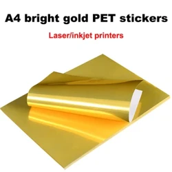 10 Chiếc A4 Tự Dán Vinyl Dán Giấy Cho Máy In Phun Laser Chống Nước Vàng Sáng Thú Cưng Laser Chụp Ảnh Giấy Dán