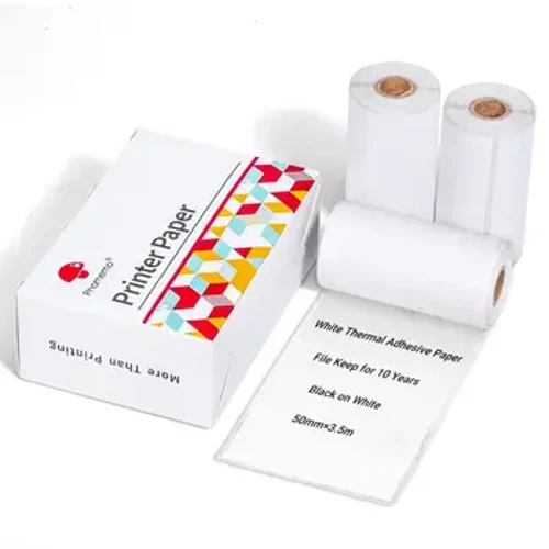 T02 Kleverig wit thermisch papier voor Phomemo T02 mini-pocketprinter, zelfklevend papier, 10 jaar, 50 mm x 3,5 m, wit papier 3 rollen