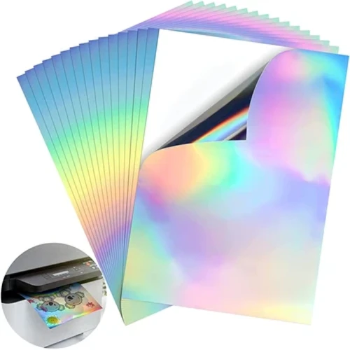 Papier autocollant à jet d'encre A4, 8x11.5 pouces, papier autocollant holographique étanche en vinyle pour imprimantes à jet d'encre Epson Hp Canon, 10 pièces