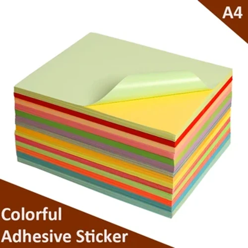 A4 Faarf Selbstklebend Sticker Pabeier Faarweg Adhesive Label Waasserglue Fir Copier Laser Inkjet Printer 20 oder 50 Blieder