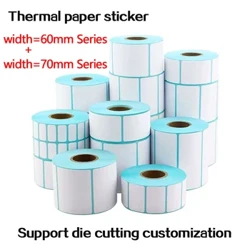 High Quality Self Adhesive Blank Heat Sensitive Direct Thermal Labels Paper Stickers 60 70mm Accept Custom Order and Waterproof