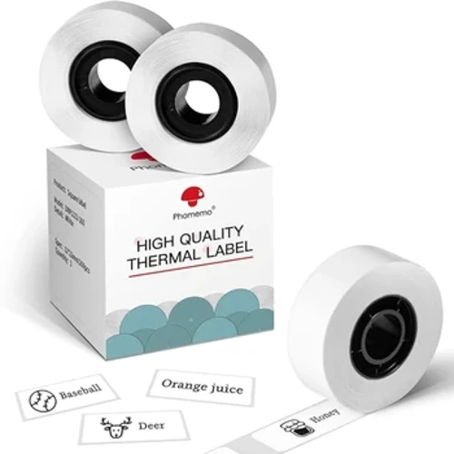 Phomemo D30 Q30 Q30S Q31 Argraffydd Sgwâr Gwyn Labeli Hunan Gludiog Papur 3 Rholiau Sticeri rhwygo-brawf Dŵr Olew-brawf Gludydd