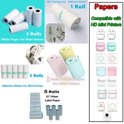 Mini inprimagailu-papera 57 mm-ko zabalera kolorea zuria paper jarraitua auto-itsasgarri gardena pegatina-erroiluak HD argazki inprimagailu eramangarrirako