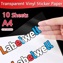 10 pcs 100% gardena A4 paper-orriak itsasgarri inprimagarriak etiketa eranskailu papera tintazko inprimagailurako binilo argia etiketa kopiatzeko papera