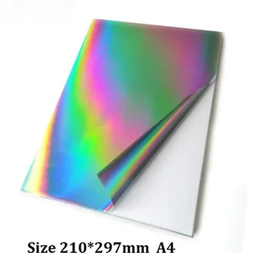 Gréisst 210 * 297mm Sëlwer Holographic Rainbow Glänzend Selbstklebend Vinyl Sticker Fir Scrapbooking Pabeier Handwierk