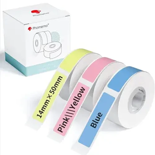 Phomemo D30 Q30 Q30S Drucker, gemischtes, einfarbiges, selbstklebendes Etikettenpapier, 3 Rollen, reißfest, wasser- und ölbeständig, selbstklebend