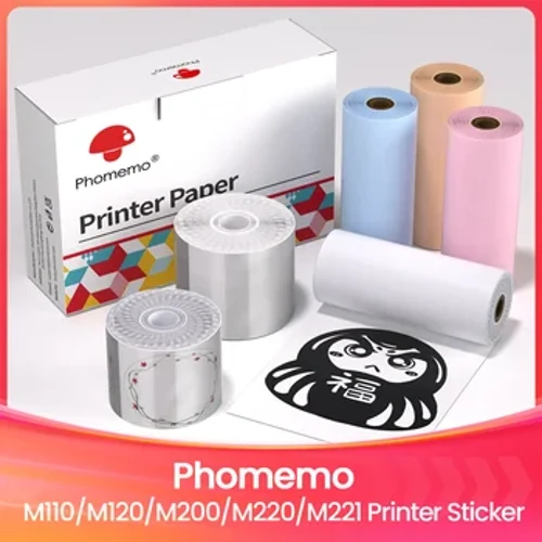 Phomemo M110 M220 Thermal Labels Self-Adhesive Paper Transparent Round Paper Sticky Thermal Label Printer Paper para sa M200 M221