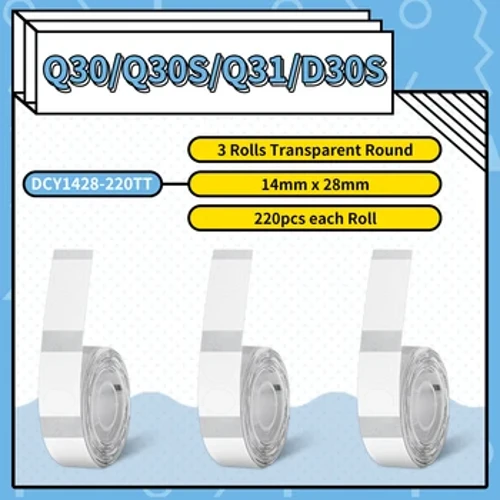 Phomemo Q30S Q30 Q31 Q32 yorliqli printer o'z-o'zidan yopishtiruvchi yorliqli stiker uzluksiz qog'oz o'z-o'zidan yopishqoq shaffof yorliqli lenta 3 ta rulo
