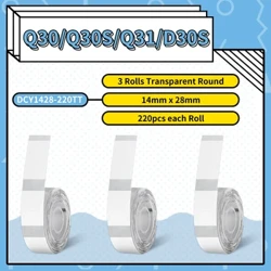 Phomemo Q30S Q30 Q31 Q32 yorliqli printer o'z-o'zidan yopishtiruvchi yorliqli stiker uzluksiz qog'oz o'z-o'zidan yopishqoq shaffof yorliqli lenta 3 ta rulo