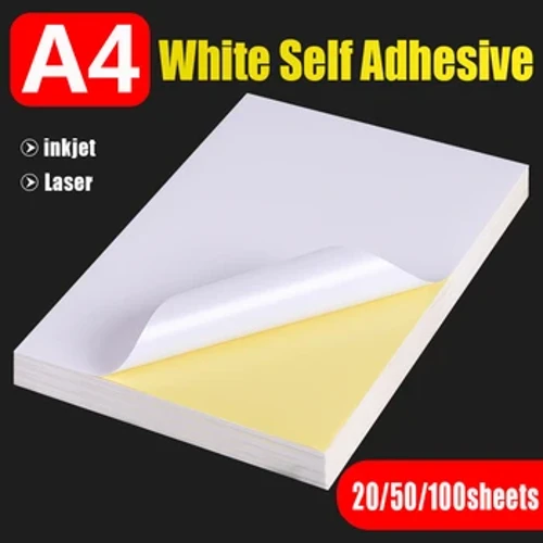 20 50 Sheet A4 White Self Adhesive Sticker Label Matte Glossy Surface Paper Sheet para sa Laser Inkjet Printer Copier Craft Paper