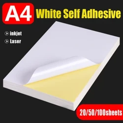20 50 Tờ A4 Trắng Tự Dính Miếng Dán Nhãn Mờ Bề Mặt Bóng Giấy Tờ Cho Laser Phun Máy Photocopy Giấy Thủ Công