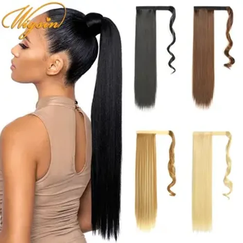 WIGSIN 24Inch Dài Thẳng Tổng Hợp Quấn Quanh Kẹp Ở Đuôi Ngựa Làm Tóc Màu Đen Tự Nhiên Nâu Tóc Vàng Bộ Tóc Giả Dành Cho Nữ