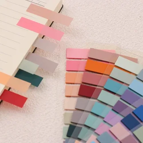 200 Blieder Morandi Transparent Fluorescent Index Tabs PET Pfeil Fändelen Sticky Note fir Säit Marker Planner Stickers Office