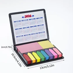 Set di adesivi multicolori Scatola di imballaggio in pelle Calendario 1 set di adesivi colorati Organizzazione note adesive Segnalibro autoadesivo