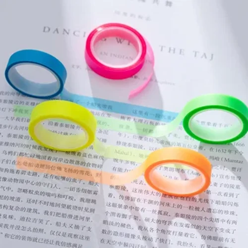5 rouleaux de notes autocollantes inscriptibles multicolores, ruban de marquage surligneur amovible, étiquette d'indexation transparente