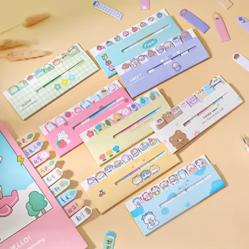 120 Tờ Kawaii Đồ Văn Phòng Phẩm Hoạt Hình Dễ Thương Động Vật Bút Memo Pad Đánh Dấu Trang Cờ Chỉ Mục Tab Giấy Dán Nhãn Giấy Dán