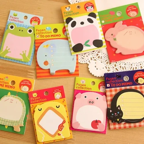 8 fasi pepa fa'apipi'i manu fe'ai mata'itusi Notepad Memo Pads Panda Cat Kitty Stationery