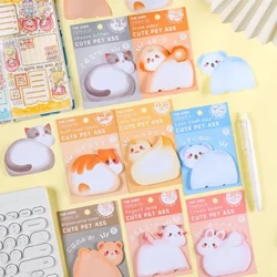 30 Lembar Kawaii Hewan Butt Sticky Note Pads Cute Cat Bear Self-Adhesive Memo Notepad Sekolah Kantor Alat Tulis Planner