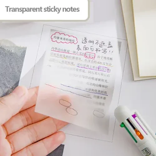 Kawaii Rõ Ràng Giấy Dán Ghi Chú Bộ 50 Tờ Chống Nước Adhensive Notepad Đăng Văn Phòng Phẩm Miếng Dán Trường Vật Dụng Văn Phòng