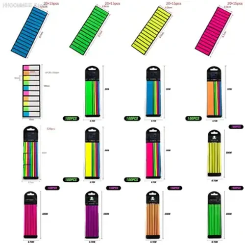 100/320 Pcs Transparan Fluorescent Indeks Tab Bendera Sticky Note Alat Tulis Anak Hadiah Sekolah Kantor Perlengkapan Warna Stiker