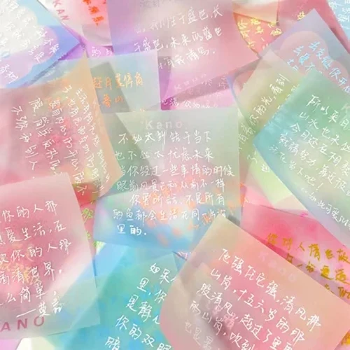 50 tờ/cái Giấy Bơ Giấy Chú Notepad Mờ Memo Pad Văn Phòng Phẩm Dán Giấy Ghi Chú Màu Ngẫu Nhiên 7.6*7.6cm