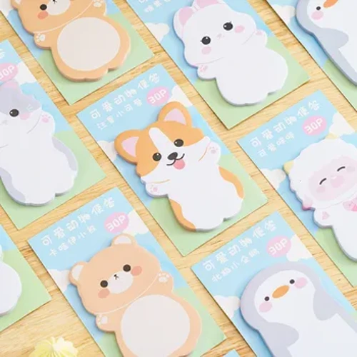 Kawaii Cartoon-Pinguin, Kaninchen, Tiere, Notizblock, Haftnotizen, Notizheft, N-mal, süße Schreibwaren, Schulbedarf