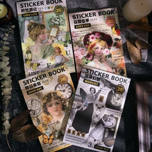 Mr.paper 20 Taflen/y Llyfr Sticer Nobl Ferch hwn a Deunydd Papur DIY gyda Steil Retro.