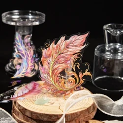 Mr. Paper 6 Style 5 Pcs/ Pack PET Material Makukulay na Feather-Themed Handbook Material DIY Decorative Stickers