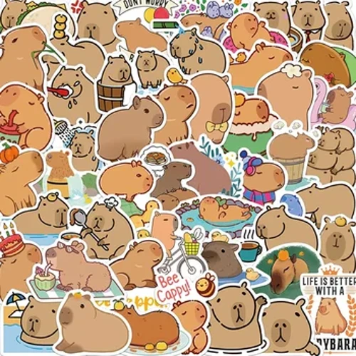 10/30/50PCS I-Cute Cartoon Capybara PVC Graffiti Sticky Sticky Aesthetic Decorative Scrapbook DIY Child Phone Izinto Zokubhalela