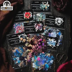 Mr. Paper Vintage Flower PET Nalepka Laser Sparkling Flower Handbook DIY Material Decoration Pisalne potrebščine 20pcs/paket