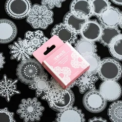 Sticer deunydd ysgrifennu 50pcs/pecyn kawaii set blodau les vintage merch giwt diy sticeri addurniadol ar gyfer albwm bwcio crefft celf