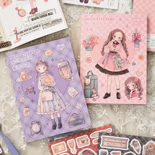 Journamm 20 sayfa Kawaii Kız Çıkartmalar Kitap DIY Scrapbooking Kolaj Kırtasiye Dekor Önemsiz Dergisi Karikatür Malzemeleri Çıkartmalar
