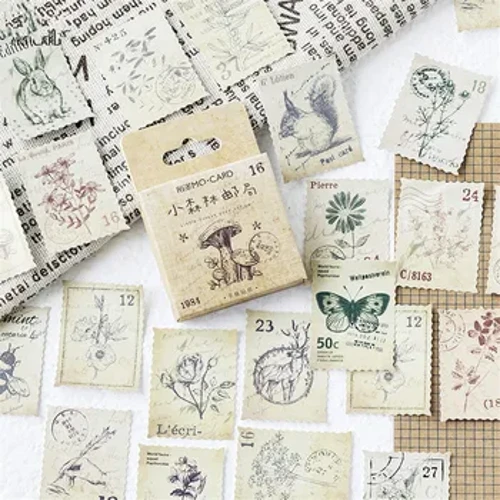 45pcs/box Stationery Stickers Vintage Stamp Sealing Label Mga Travel Sticker Dekorasyon Scrapbooking Diary Albums Bullet Journal