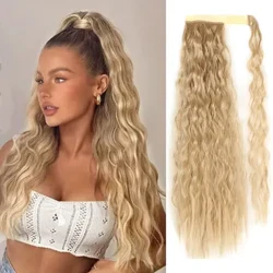 MERISIHAIR Sintetik mekgejöwen tolkunly uzyn ponytail, aýallar üçin saç böleklerini saçyň daşyna örtmek