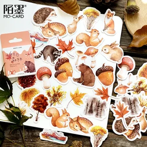 46 Cái/gói Rừng Mùa Thu Đảng Dính DIY Dán Trang Trí Album Nhật Ký Dán Nhãn Trang Trí Văn Phòng Phẩm Miếng Dán
