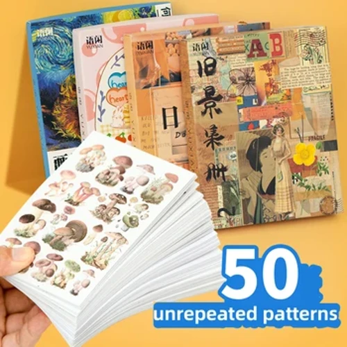 Miundo 50 Zisizorudiwa za Yoofun Vibandiko vya Vifaa vya Mapambo vya Vitabu vya Rangi vya Dream Scrapbooking Albamu ya DIY Diary Fimbo ya Retro Vaporwave