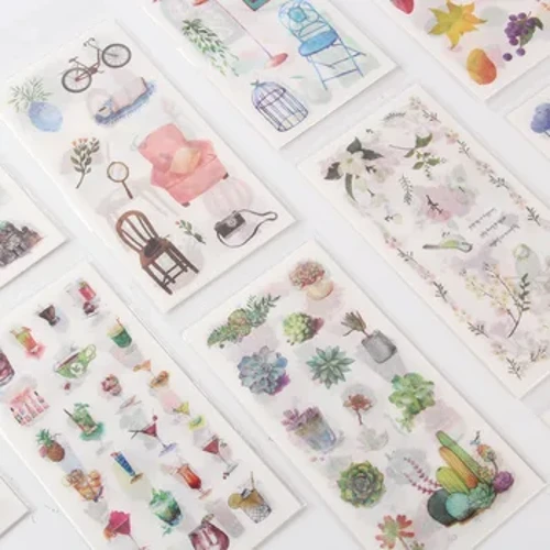 Karatasi 6 za Kibandiko cha Maua ya Kawaii Seti Vibandiko vya Vifaa vya Kuvutia vya Wanyama Lebo ya Mapambo ya Kitabu cha Diy Journal.