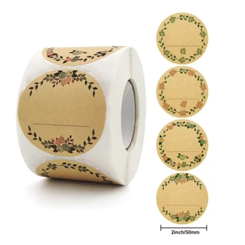 50-500Pcs 2 hazbeteko Kraft Paper loreak Eskerrik asko etiketa eranskailuak Opari Txartelaren Paketea Alderdiak biltzeko gozogintza Enpresa txikia