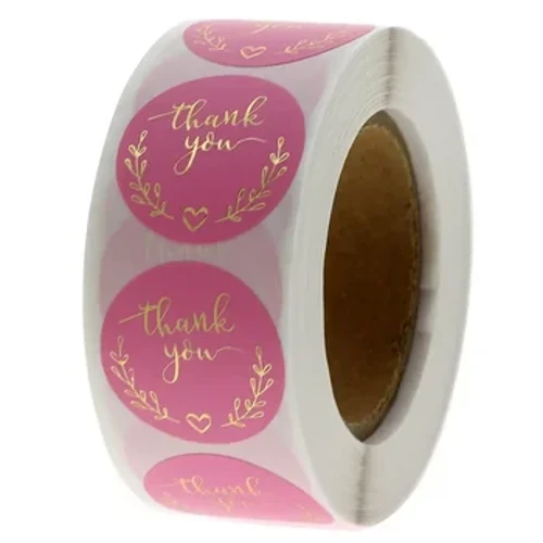 50-500pcs Merci Sticker Pink Pabeier Business Label Sticker fir Baken Verpackung Handgemaach Dekor léif Schreifmaterial Ëmgeréits 1 Zoll