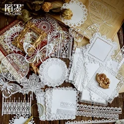 10 db Papír Vágott Scrapbook Matricák Dekoratív Papír Csipke Pillangó Levél Fehér Karton Scrapbook Diy Album Kártya készítés