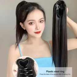 Fa'aliga Fa'asolo Fa'aulu Fa'asolo Fa'asolo i le Fake Wig Fufulu Fa'aulu Enafu A'i Si'usi'u Pigtail U'umi Smooth Overhead Wig.