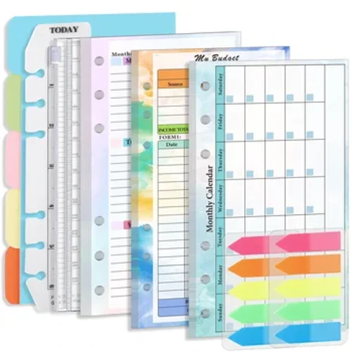 A6 Loose Leaf Notebook Isi Ulang Spiral Binder Halaman Anggaran Halaman Anggaran Mingguan Bulanan Papan Tulis Kertas