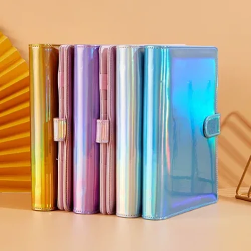 A6/A5 Macaroon Laser Farve PU Læder DIY Binder Kun Omslag Dagbog Dagsorden Planlægger Papir Omslag Skole Brevpapir
