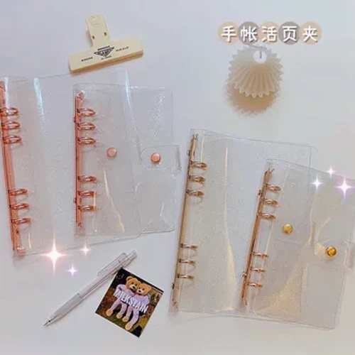 A5 A6 Mới Hoa Hồng Vàng PVC Trong Suốt 6 Lỗ Rời Lá Chất Kết Dính Notebook Bìa Nhật Ký Chương Trình Nghị Sự Lập Kế Hoạch Bìa Giấy Trường Văn Phòng Phẩm