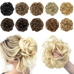 Sintētiskas netīras matu bulciņas Chignon Scrunchies viltus matu lentes bizes elastīgas šinjona astes sievietēm sintētisks aptinums cirtaini zirgaste