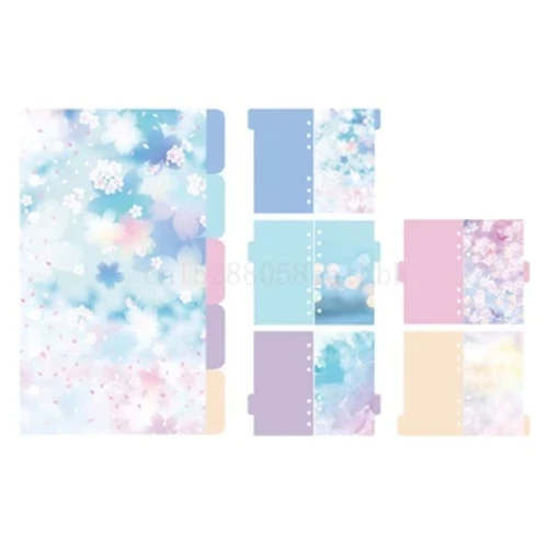 1Σετ Cherry Blossoms Style A5 A6 Loose Leaf Divider Notebook Index Separator Diary Diary Paper Planner Binders School Students Supplie