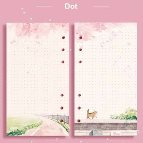 Kawaii 80 Lembar Kertas A6 Isi Ulang Loose Leaf Notebook Isi Ulang Sakura Cat Binder Notebook Halaman Dalam Kosong Halaman Agenda