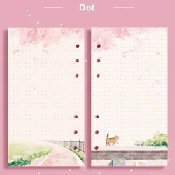 Kawaii 80 Lembar Kertas A6 Isi Ulang Loose Leaf Notebook Isi Ulang Sakura Cat Binder Notebook Halaman Dalam Kosong Halaman Agenda